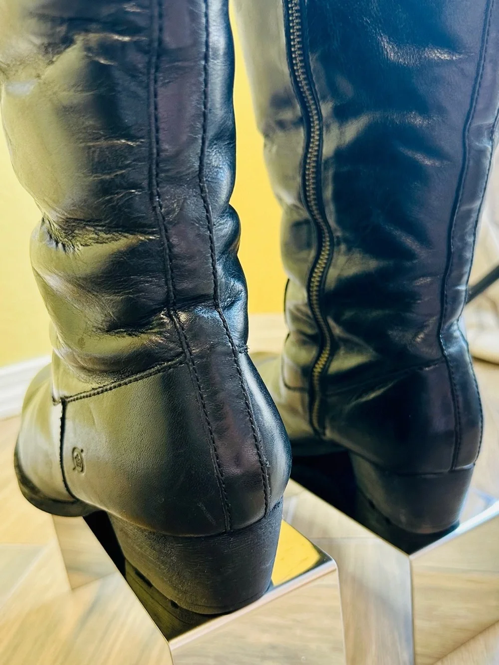 Born Aleksi Genuine Lambskin Black Leather Boots